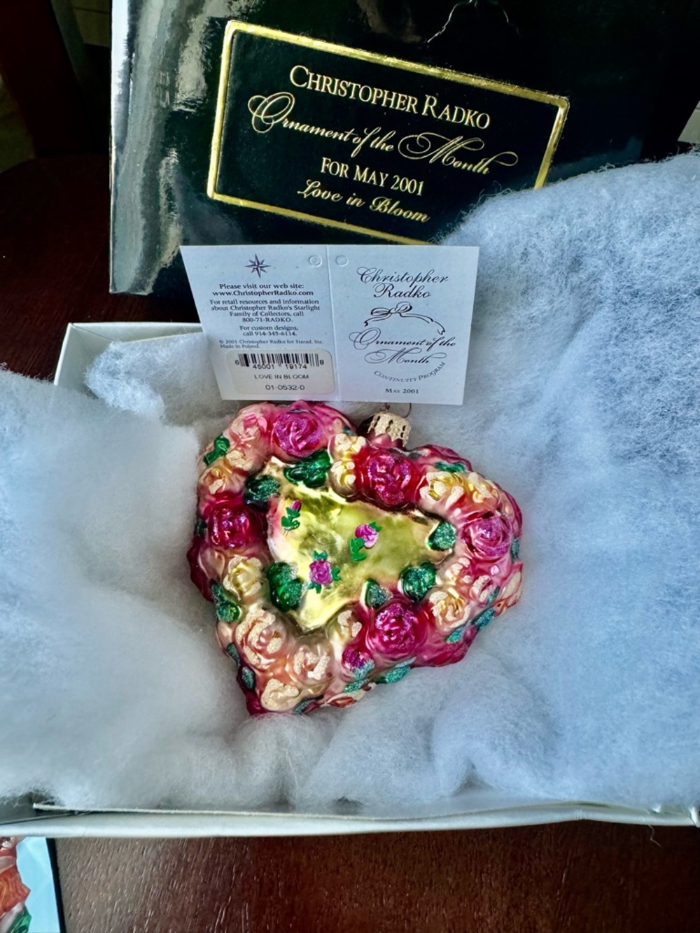 Christopher Radko Love in Bloom May 2001 ornament NWT